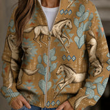 Brigitte™ | Chaqueta de punto con motivo de caballos y cactus