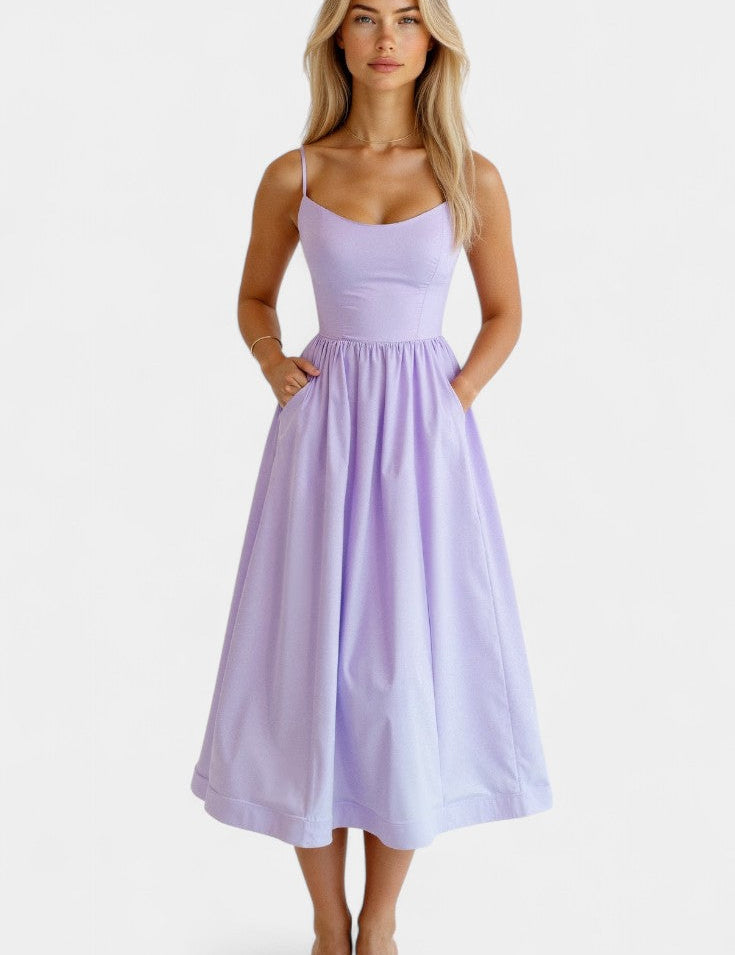 Marvelle Vestido Midi Flowy Sin Mangas