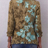 Chaqueta vintage floral de volantes en degradado boho Covadonga, vista posterior