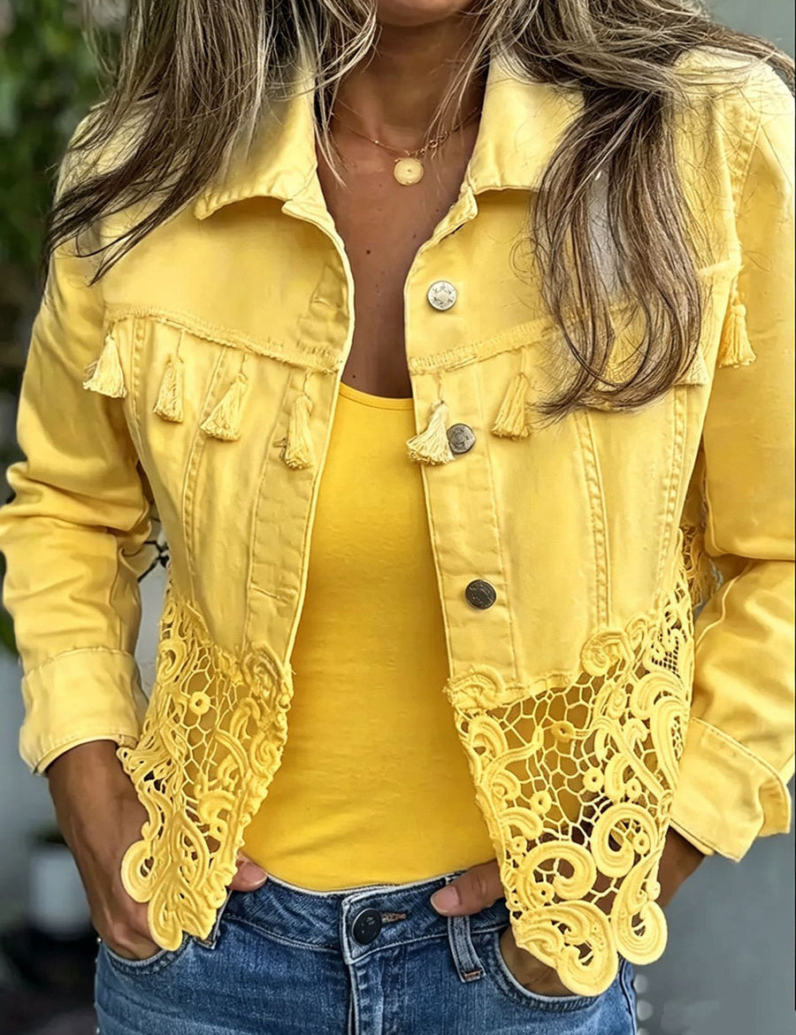 Chaqueta de flecos y encaje Valeriana, vista frontal