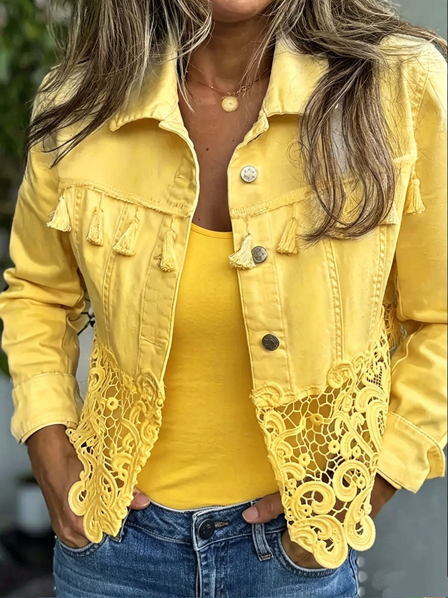 Chaqueta de flecos y encaje Valeriana, vista frontal