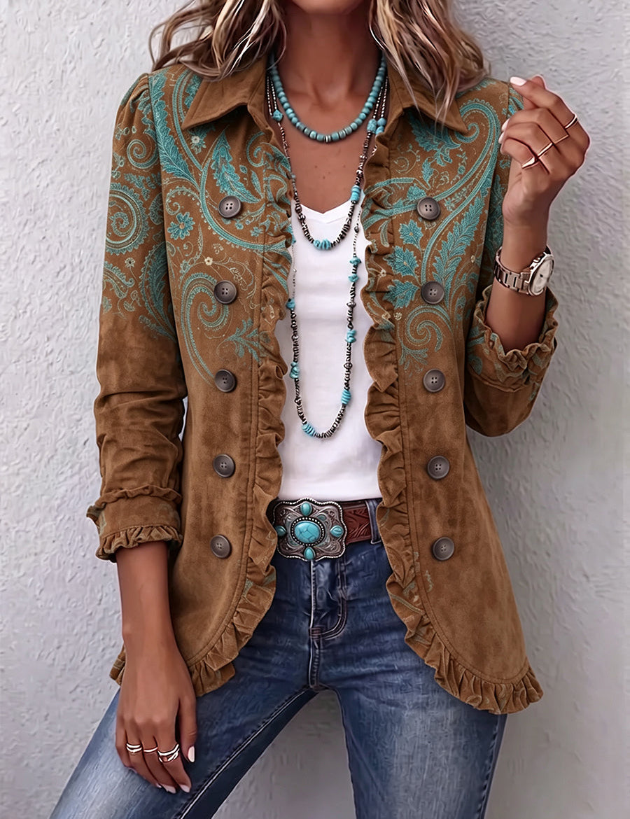Chaqueta de volantes con estampado paisley Teresita, vista frontal