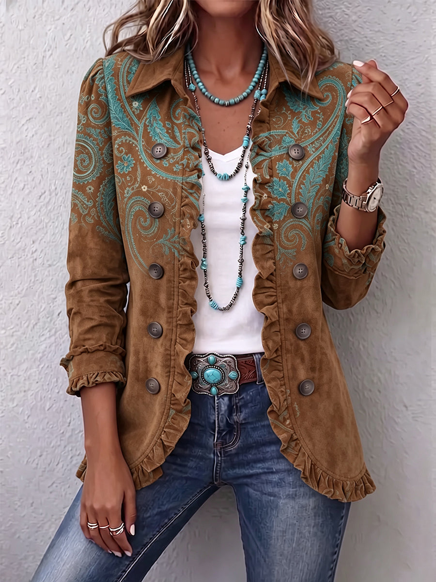 Chaqueta de volantes con estampado paisley Teresita, vista frontal