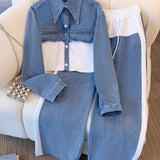 Conjunto de chaqueta bicolor y pantalón de pierna ancha Xiana, detalle 1