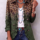 Blazer de volantes en degradado de leopardo Emma, detalle 3