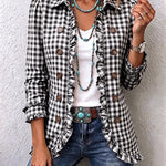 Chaqueta de botones con volantes de cuadros vichy Herminia, detalle 3