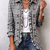 Chaqueta de botones con volantes de cuadros vichy Herminia, detalle 3
