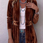 Chaqueta abierta de manga larga con botón vintage Leocadia, vista frontal