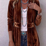 Chaqueta abierta de manga larga con botón vintage Leocadia, vista frontal