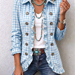 Chaqueta de botones con volantes de cuadros vichy Herminia, conjunto completo