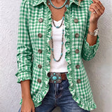Chaqueta de botones con volantes de cuadros vichy Herminia, vista frontal