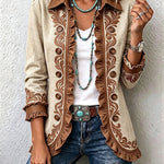 Chaqueta vintage bohemia de flores con volantes Caridad, vista frontal