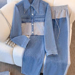 Conjunto de chaqueta bicolor y pantalón de pierna ancha Xiana, conjunto completo