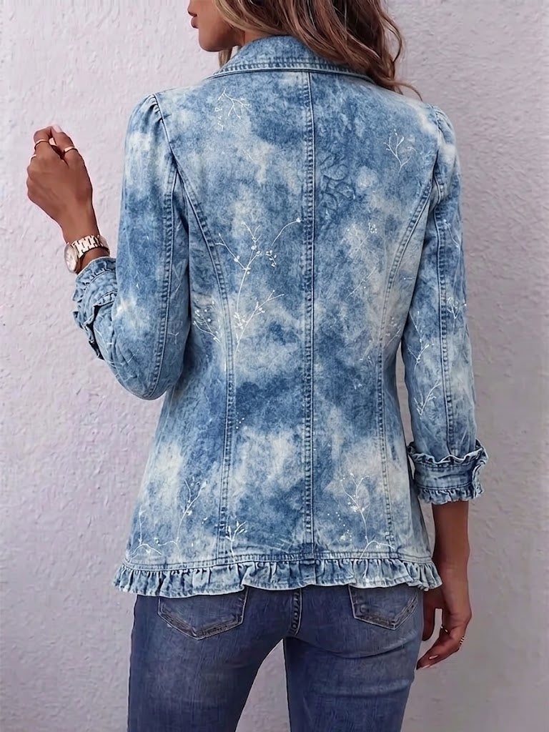 Chaqueta vintage botánica boho con volantes Sofía, vista posterior