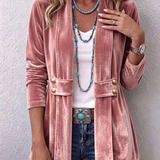Chaqueta abierta de manga larga con botón vintage Leocadia, detalle 3