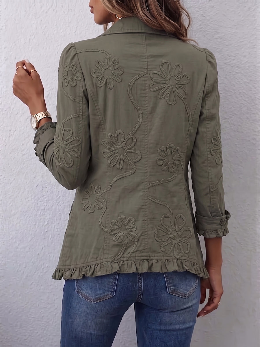 Chaqueta bordada floral boho con volantes Olivia, vista posterior