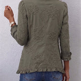 Chaqueta bordada floral boho con volantes Olivia, vista posterior