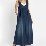 Vestido largo vaquero lavado con algodón suave Iratxe, vista posterior
