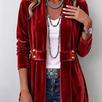 Chaqueta abierta de manga larga con botón vintage Leocadia, detalle 2
