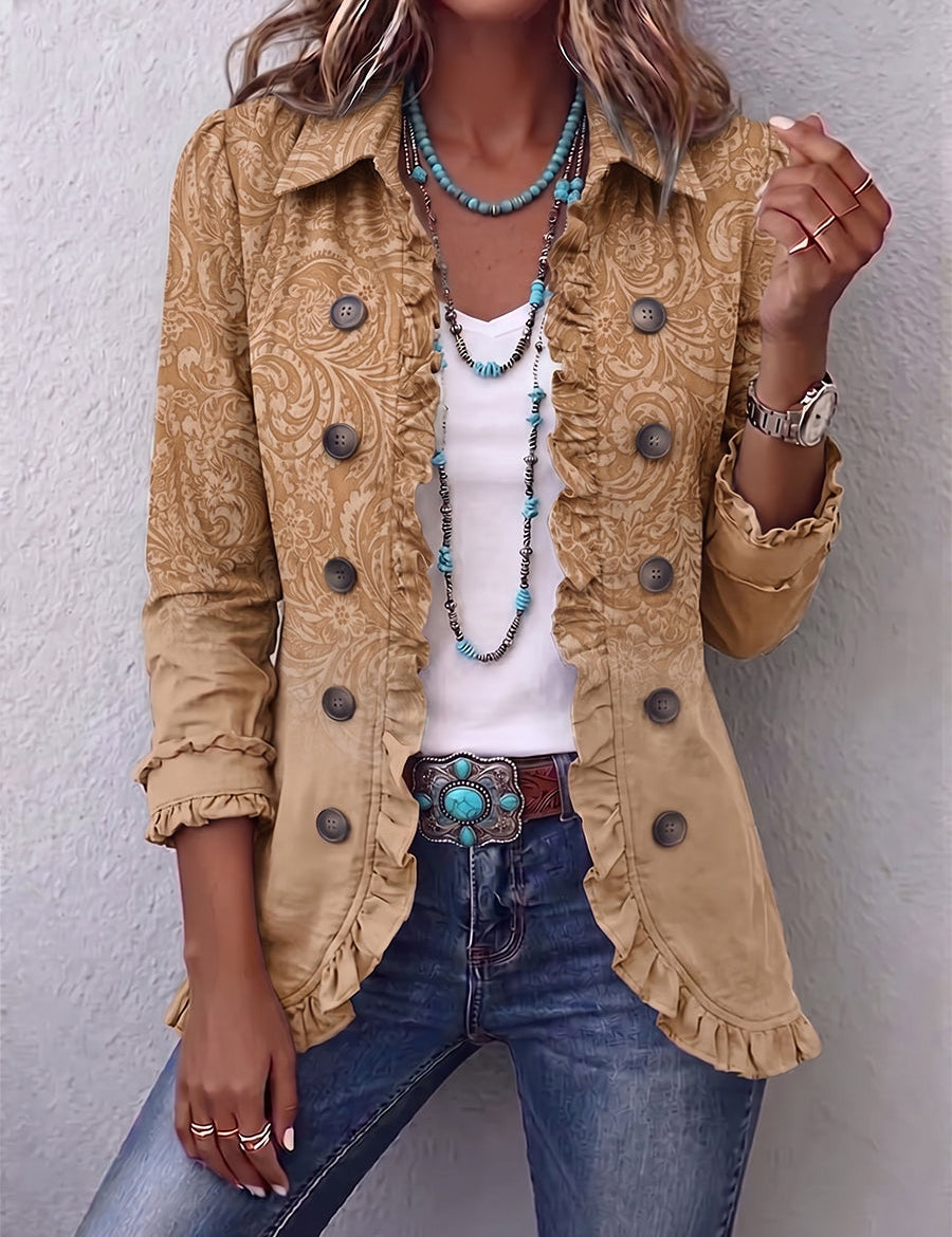 Chaqueta de volantes con estampado estilo oeste Odalys, vista frontal