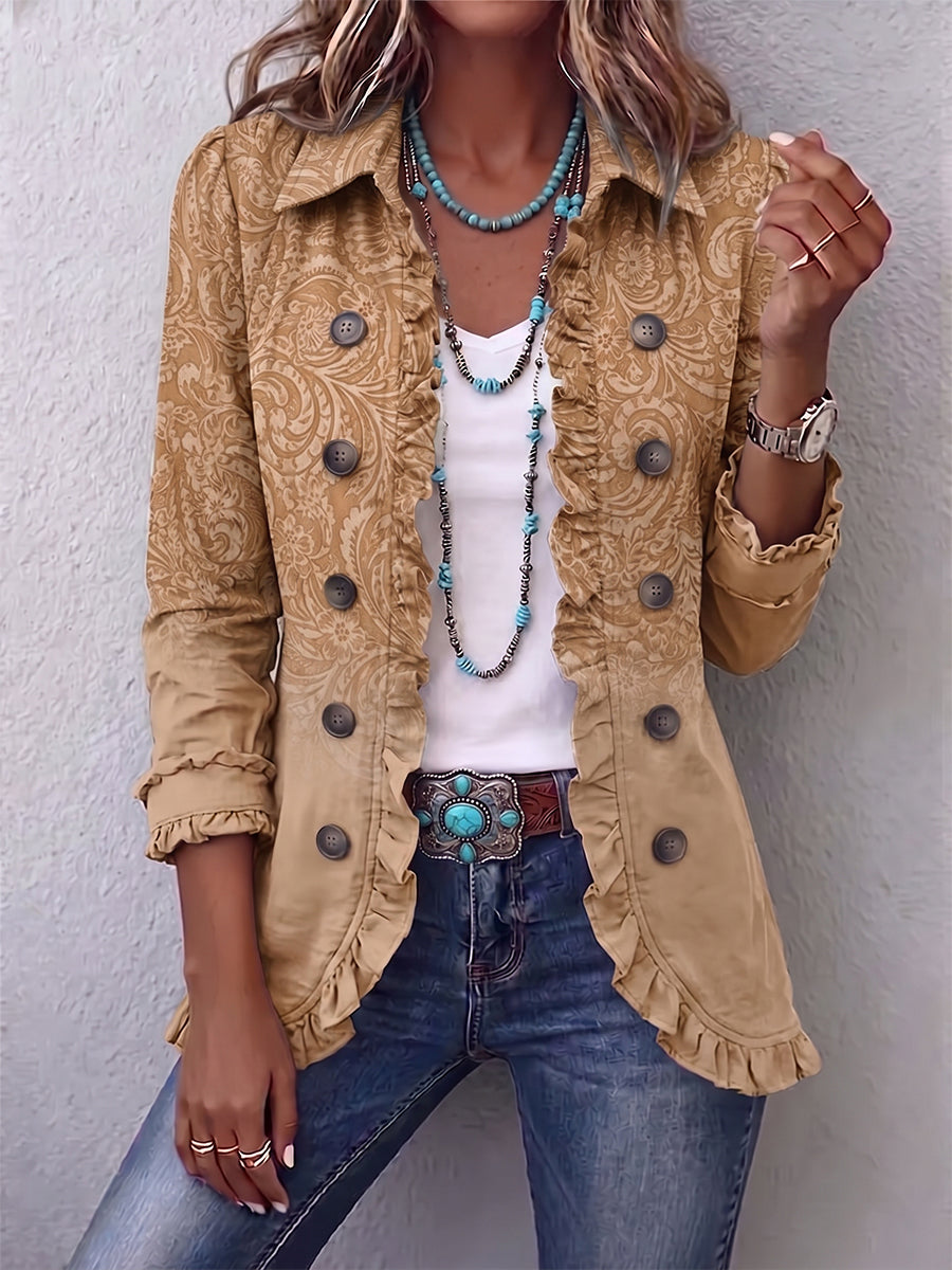 Chaqueta de volantes con estampado estilo oeste Odalys, vista frontal