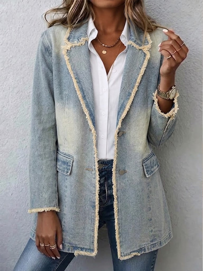 Blazer vintage holgado con bordes deshilachados Soledad, vista frontal
