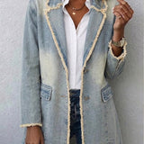 Blazer vintage holgado con bordes deshilachados Soledad, vista frontal
