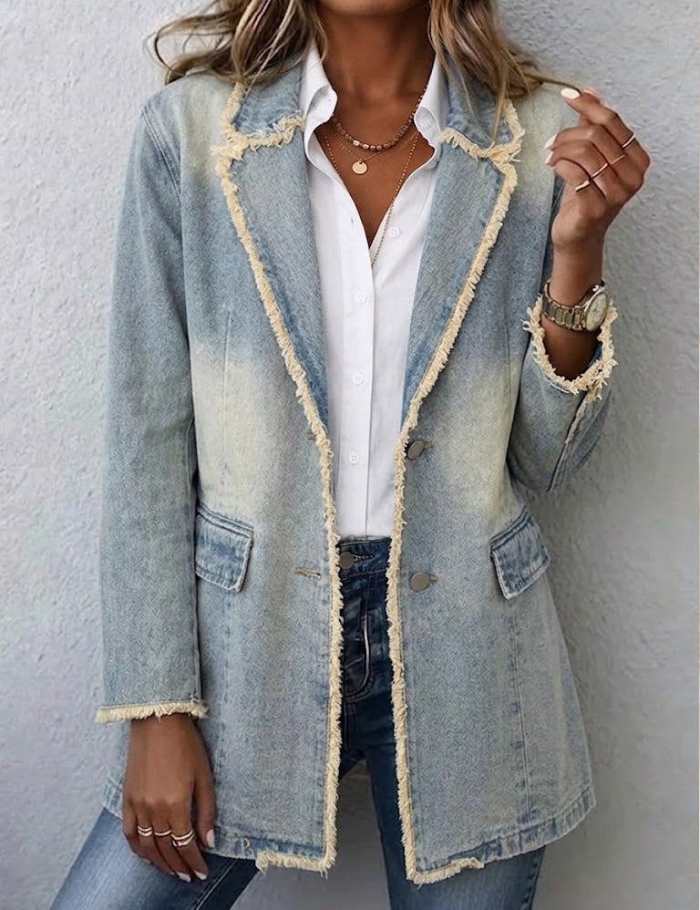 Blazer vintage holgado con bordes deshilachados Soledad, vista frontal