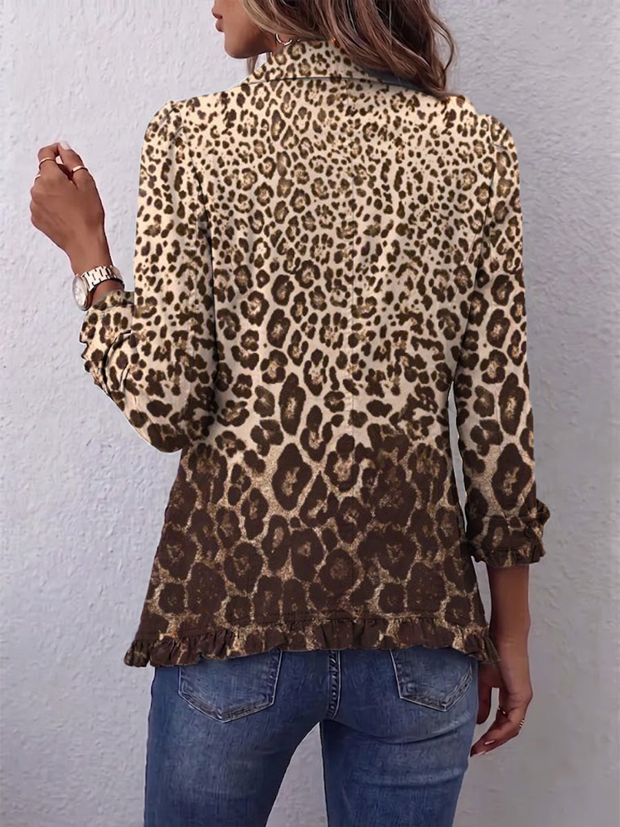 Chaqueta de volantes con estampado de leopardo Otilia, vista posterior