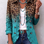 Blazer de volantes en degradado de leopardo Emma, vista frontal