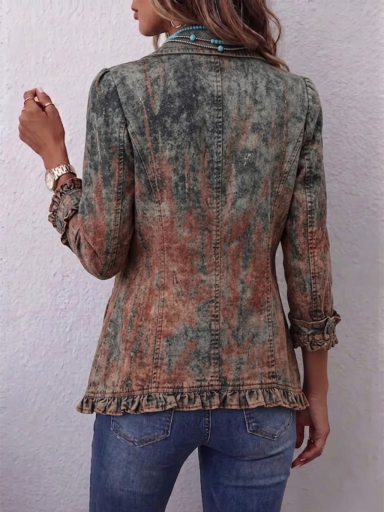 Chaqueta de volantes texturizada en degradado vintage Ianire, vista posterior
