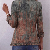 Chaqueta de volantes texturizada en degradado vintage Ianire, vista posterior