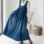 Vestido largo vaquero lavado con algodón suave Iratxe, detalle 2