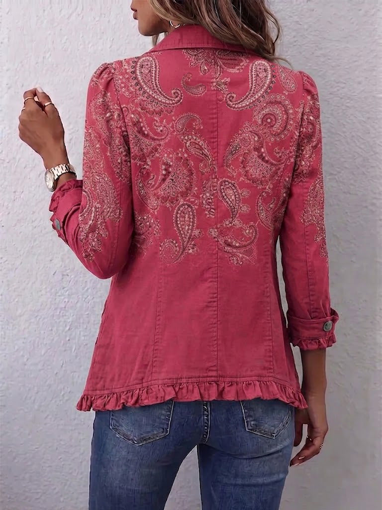 Chaqueta de volantes con estampado paisley vintage Camila, vista posterior