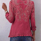 Chaqueta de volantes con estampado paisley vintage Camila, vista posterior