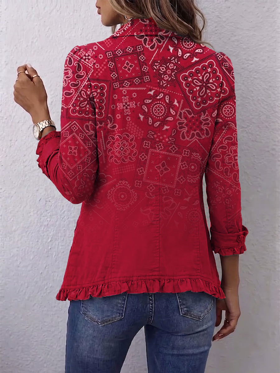Chaqueta de volantes con estampado paisley degradado Idurre, vista posterior