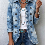 Chaqueta vintage botánica boho con volantes Sofía, vista frontal