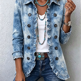 Chaqueta vintage botánica boho con volantes Sofía, vista frontal