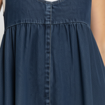 Vestido largo vaquero lavado con algodón suave Iratxe, detalle del tejido