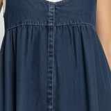 Vestido largo vaquero lavado con algodón suave Iratxe, detalle del tejido
