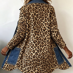Chaqueta larga vaquera con estampado de leopardo Nora, conjunto completo