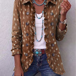 Chaqueta de volantes con estampado animal bohemio Zoe, vista frontal