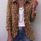 Chaqueta de volantes con estampado animal bohemio Zoe, vista frontal
