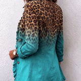 Blazer de volantes en degradado de leopardo Emma, conjunto completo