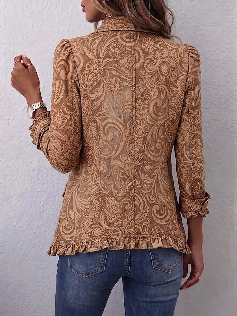 Chaqueta de volantes con estampado floral bohemio Santina, vista posterior