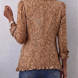 Chaqueta de volantes con estampado floral bohemio Santina, vista posterior