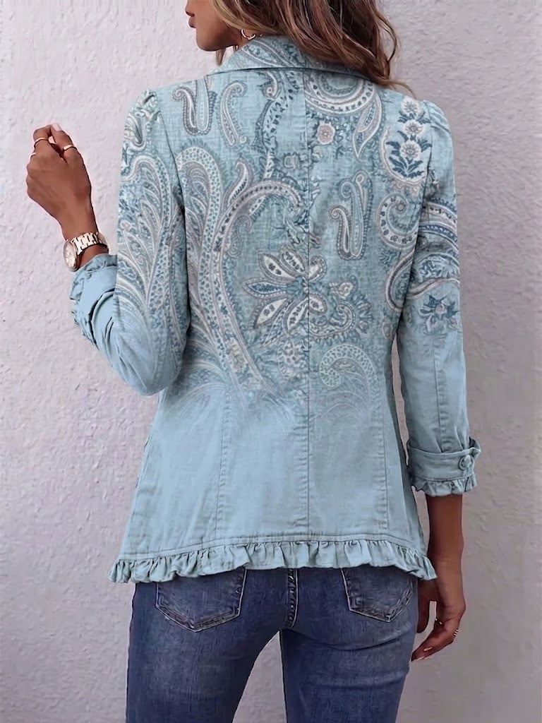 Chaqueta de volantes con estampado paisley vintage Isabel, vista posterior