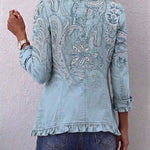 Chaqueta de volantes con estampado paisley vintage Isabel, vista posterior