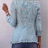 Chaqueta de volantes con estampado paisley vintage Isabel, vista posterior
