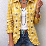 Chaqueta de botones con volantes de cuadros vichy Herminia, detalle 1